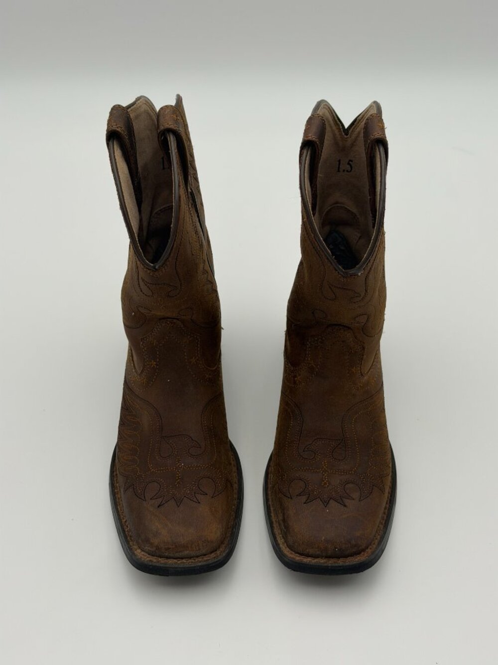 Brown Square Toe Cowboy Boots KIDS - Picture 5 of 7